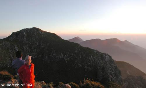 Mt. Apo at sunrise towering Mt. Talomo
Photo by:: Chin William L. (2004)